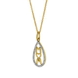 Teardrop Mom Diamond Pendant in 10K Yellow Gold