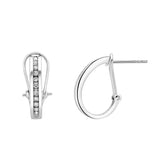Bloom Channel Set Diamond Huggie Hoop Earrings in 14K White Gold