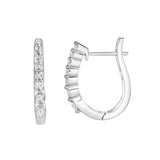 Dewdrop Cascading Diamond Huggie Hoop Earrings in 14K White Gold