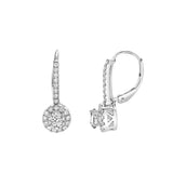 Raine Pave Round Diamond Drop Huggie Hoop Earrings in 14K White Gold