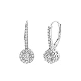Raine Pave Round Diamond Drop Huggie Hoop Earrings in 14K White Gold