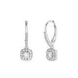 Midsummer Pave Square Shape Diamond Drop Huggie Hoop Earrings in 14K White Gold