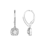 Skye Pave Square Shape Diamond Drop Huggie Hoop Earrings in 14K White Gold