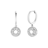 Edwina Pave Round Diamond Drop Huggie Hoop Earrings in 14K White Gold