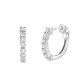 Azaleia Beaded Diamond Huggie Hoop Earrings in 14K White Gold
