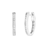 Florisse Channel-Set Diamond Huggie Hoop Earrings in 14K White Gold