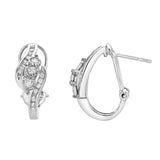 Peonelle Cluster Diamond Huggie Hoop Earrings in 14K White Gold