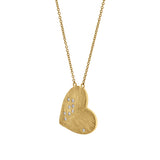 Aether Scattered Diamond Studded Heart Disc Pendant in 14K Yellow Gold