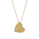 Aether Scattered Diamond Studded Heart Disc Pendant in 14K Yellow Gold