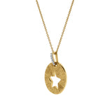 Astrid Star Diamond Studded Round Disc Pendant in 14K Yellow Gold