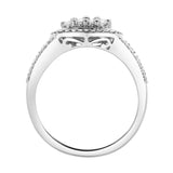 Amelia 14K White Gold Round Diamond Studded Signet Ring - 1.02