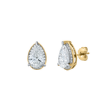 Amaya 14K Yellow Gold Lab Grown Diamond Pear Halo Studs – 4.25 ct