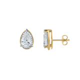 Amaya 14K Yellow Gold Lab Grown Diamond Pear Halo Studs – 4.25 ct