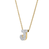 Bubble Initial Diamond Letter Pendant in 14K Yellow Gold - J