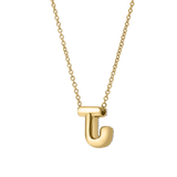 Bubble Initial Diamond Letter Pendant in 14K Yellow Gold - J