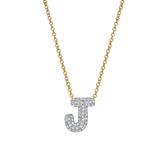 Bubble Initial Diamond Letter Pendant in 14K Yellow Gold - J