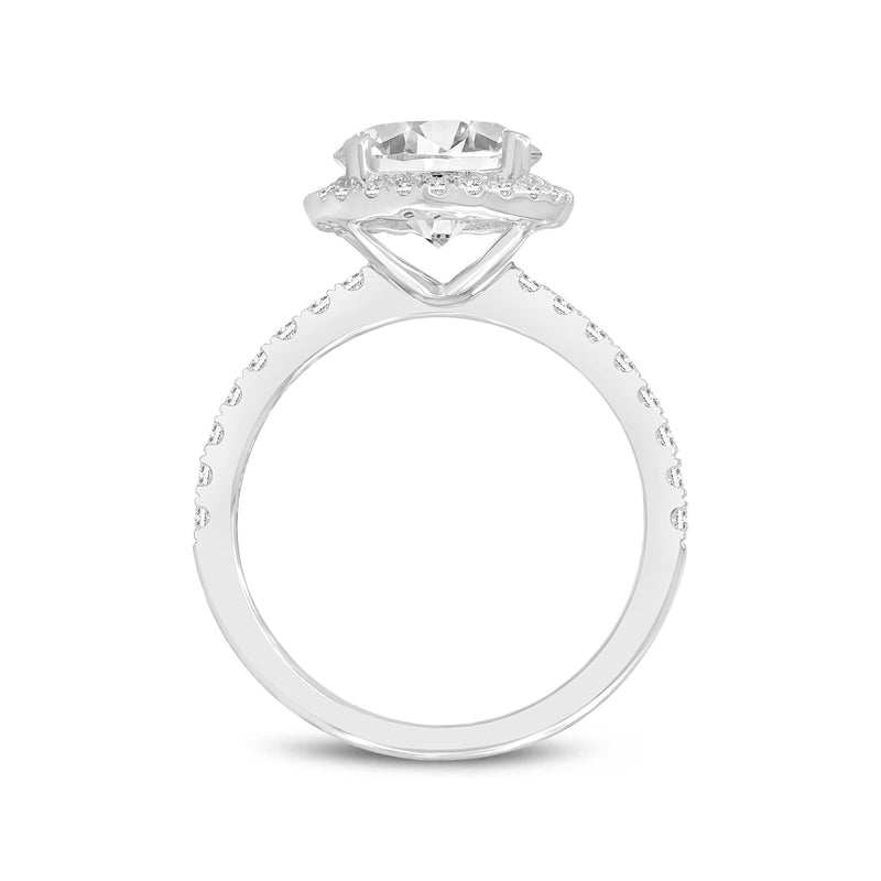 Certified Lab Grown Round Halo Signature Diamond Ring (3.00 ctw) in 14K Gold