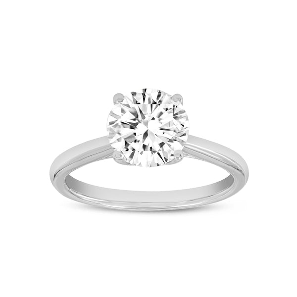 Certified Round Shape Lab Grown Diamond (2.04 ctw) Solitaire Ring in 14K White Gold