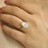 Evania 14K Yellow Gold Oval Cathedral Lab Grown Diamond Hidden Halo Engagement Ring - 5.15 cts