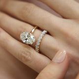 Evania 14K Yellow Gold Oval Cathedral Lab Grown Diamond Hidden Halo Engagement Ring - 5.15 cts