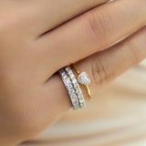 Thea Diamond Pave Heart Ring in 14K Yellow Gold - 0.09 ct