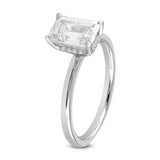 Delphine 14K White Gold Emerald Cut Lab Grown Diamond Hidden Halo Engagement Ring - 2.1 ctw