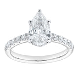 Rasha 14K White Gold Pear Lab Grown Diamond Hidden Halo Engagement Ring - 2 Ct