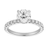 Aurielle 14K White Gold Round Cut Hidden Halo Lab Grown Diamond Engagement Ring - 2 Ct