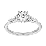 Elora 14K White Gold Round & Marquise Cut Lab Grown Diamond Engagement Ring - 1 Ct