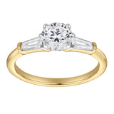 Nova 14K Yellow Gold Tapered Baguette & Round Cut Lab Grown Diamond Three Stone Ring - 1.48 ct
