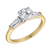 Nova 14K Yellow Gold Tapered Baguette & Round Cut Lab Grown Diamond Three Stone Ring - 1.48 ct