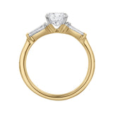 Nova 14K Yellow Gold Tapered Baguette & Round Cut Lab Grown Diamond Three Stone Ring - 1.48 ct