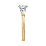 Nova 14K Yellow Gold Tapered Baguette & Round Cut Lab Grown Diamond Three Stone Ring - 1.48 ct
