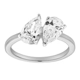 Twin Flames 14K White Gold Pear Cut Lab Grown Diamond Toi et Moi Ring - 2 ct