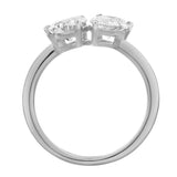 Twin Flames 14K White Gold Pear Cut Lab Grown Diamond Toi et Moi Ring - 2 ct
