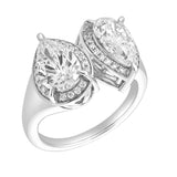 Naomi 14K White Gold Pear Toi et Moi Lab Grown Diamond Halo Ring – 3.40 cts