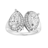 Naomi 14K White Gold Pear Toi et Moi Lab Grown Diamond Halo Ring – 3.40 cts