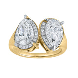 Naomi 14K Yellow Gold Pear Toi et Moi Lab Grown Diamond Halo Ring – 3.40 cts