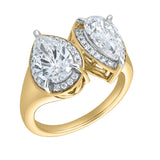 Naomi 14K Yellow Gold Pear Toi et Moi Lab Grown Diamond Halo Ring – 3.40 cts