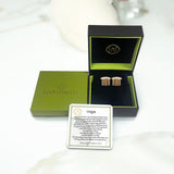 Wood Jasper Stone Cufflinks in 14K Yellow Gold Plated Sterling Silver