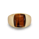 Chatoyant Red Tiger Eye Quartz Stone Signet Ring in 14K Yellow Gold Plated Sterling Silver