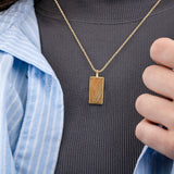 Wood Jasper Stone Tag in 14K Yellow Gold Plated Sterling Silver