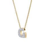 Bubble Initial Diamond Letter Pendant in 14K Gold – G