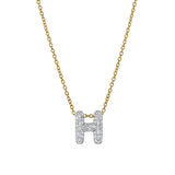 Bubble Initial Diamond Letter Pendant in 14K Yellow Gold - H