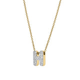 Bubble Initial Diamond Letter Pendant in 14K Yellow Gold - H