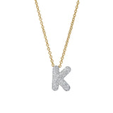Bubble Initial Diamond Letter Pendant in 14K Gold – K