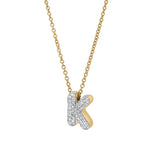 Bubble Initial Diamond Letter Pendant in 14K Gold – K