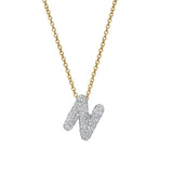 Bubble Initial Diamond Letter Pendant in 14K Gold – N