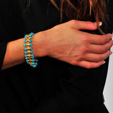 Twisted Rays Turquoise Bracelet in 14K Yellow Gold Plated Sterling Silver