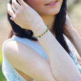 Sea Breeze Turquoise Studded Cuff in 14K Yellow Gold Plated Sterling Silver